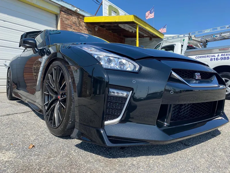 Black sports car — exterior after detailing
