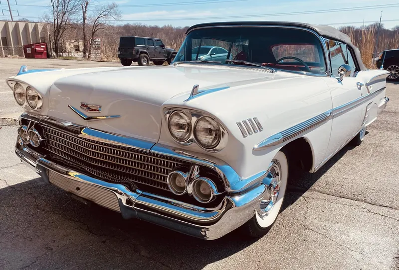 White classic car (1958) — exterior after detailing