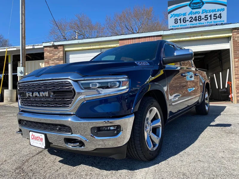 Blue pickup truck — exterior after detailing