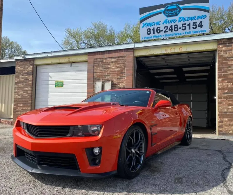 Orange convertible — exterior after detailing
