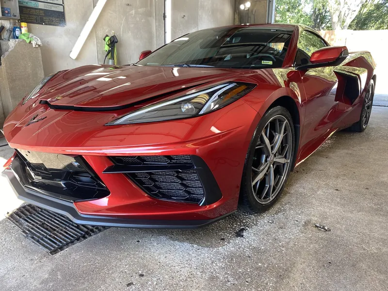Red sports car — exterior after detailing
