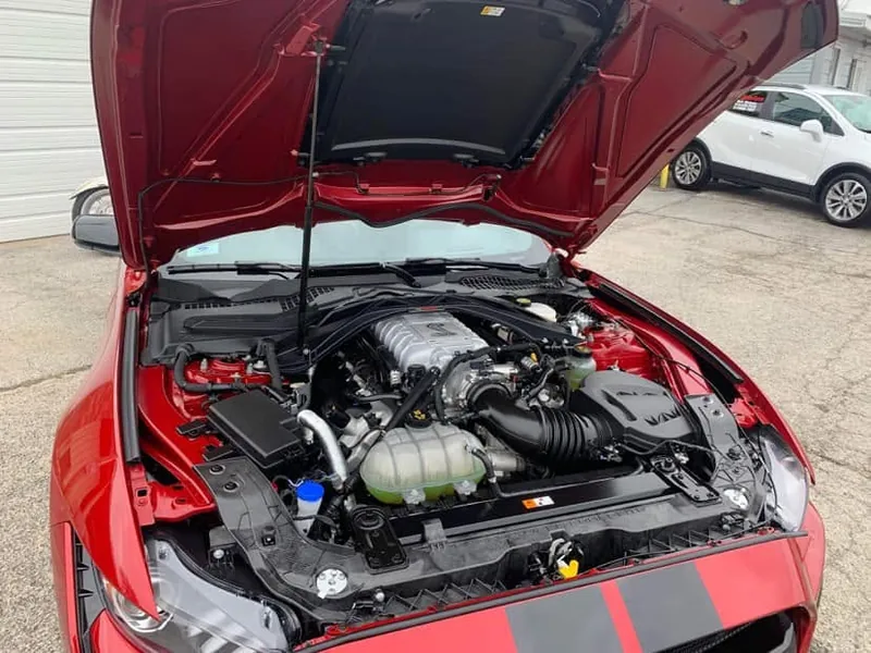 Red coupe — engine bay detail