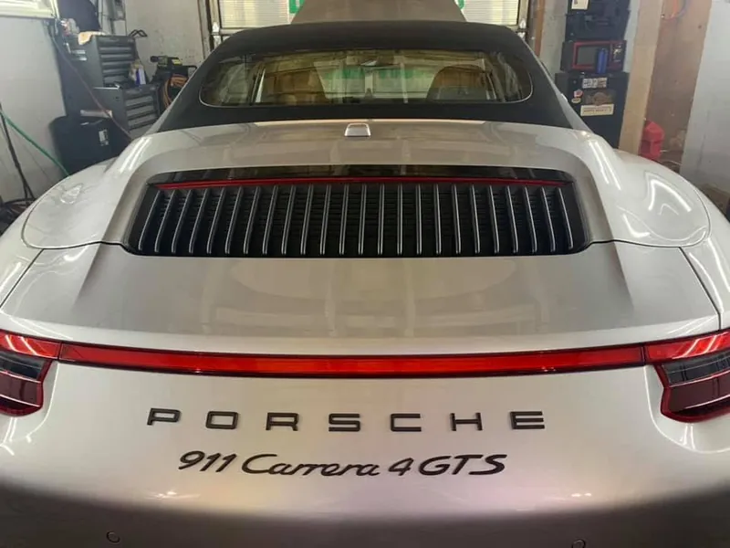 Silver sports car — exterior after detailing