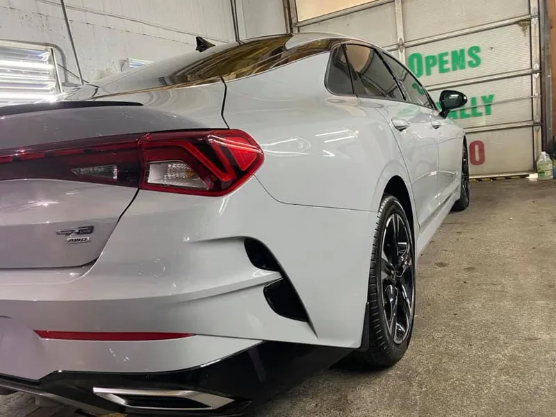 White sedan — exterior after detailing