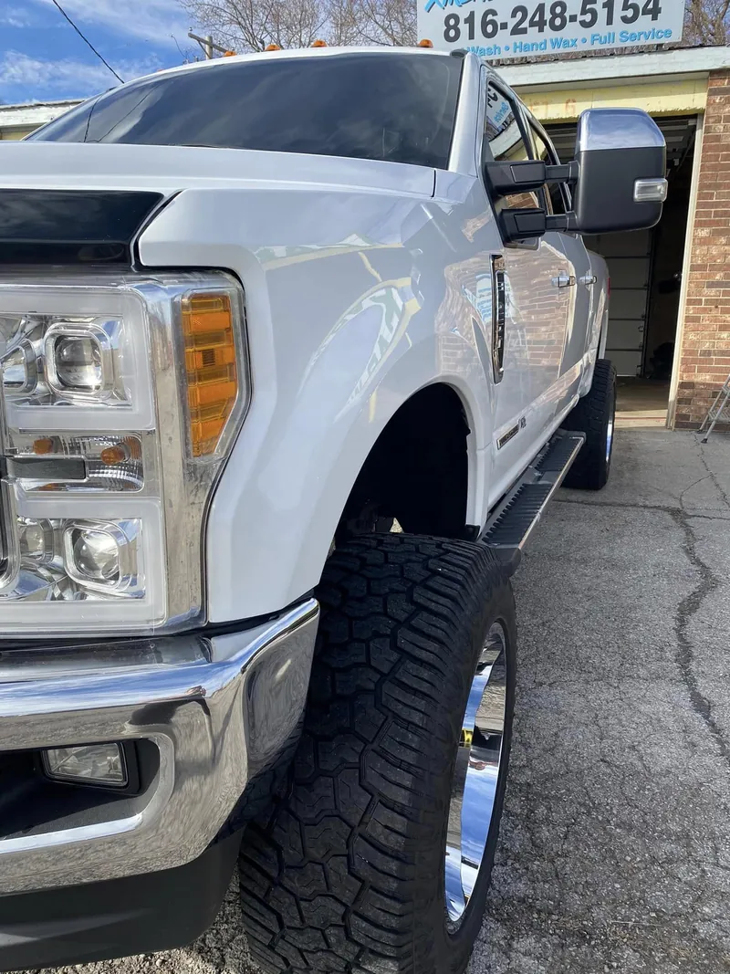 White pickup truck — exterior after detailing