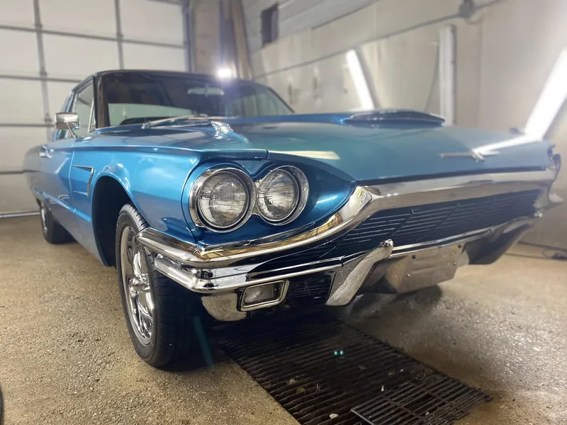 Blue classic car after a full detail