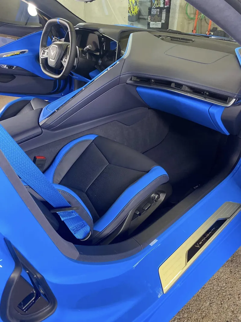 Blue sports car — interior detail