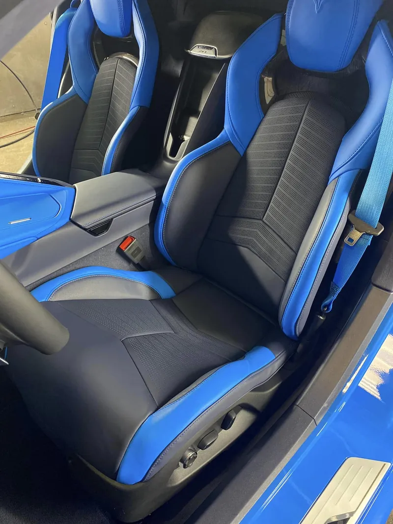 Blue sports car — interior detail