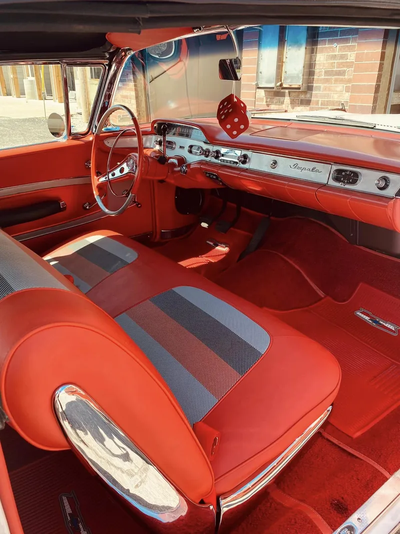 Red classic car (1958) — interior detail
